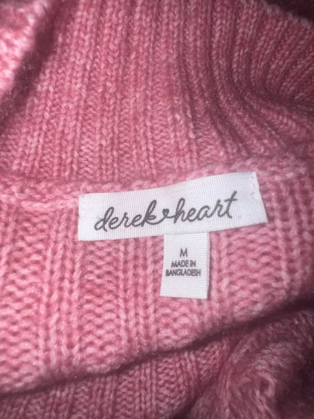Derek Heart Womens Pink Cable-Knit Cropped Sweater Mock Neck Size M Polyester Bl - Picture 2 of 8